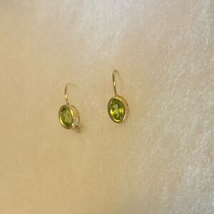 14K Yellow Gold Peridot Earrings – Genuine Gemstone August Birthstone